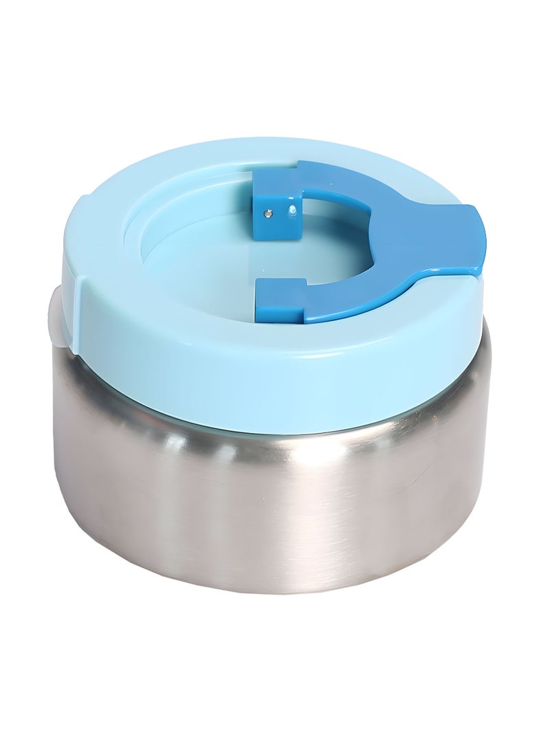 Snack attack صندوق غداء الأطفال بنمط رائد الفضاء الأزرق مع جرة حرارية - صندوق غداء من الفولاذ المقاوم للصدأ 4 أقسام مقاوم للتسرب مع ختم سيليكون - يحافظ على الطعام ساخنًا حتى 5 ساعات - خالي من BPA - Image 5