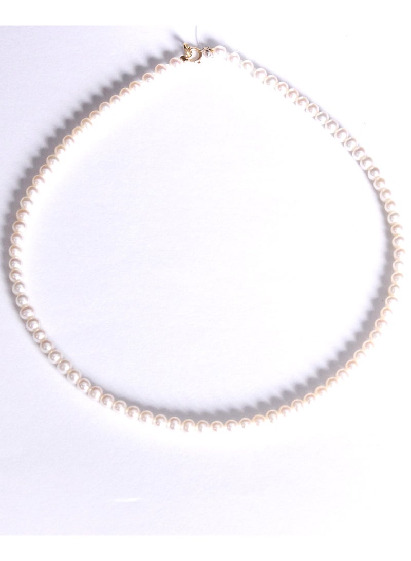 MIKURA KIDS Necklace 1st 32 Cm, Freshwater Pearls, A Quality, White Color, 4.0-3.5MM, 18KY  - Image 2