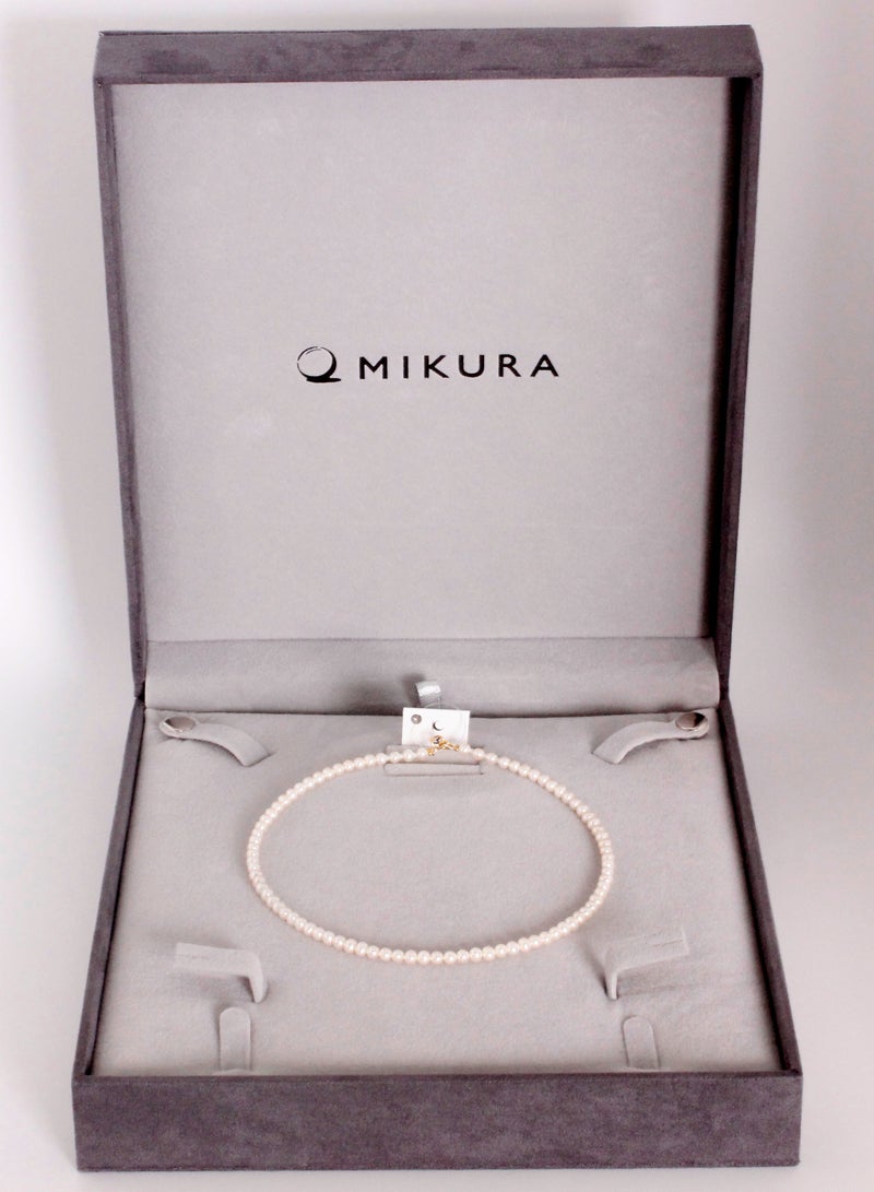 MIKURA KIDS Necklace 1st 32 Cm, Freshwater Pearls, A Quality, White Color, 4.0-3.5MM, 18KY  - Image 3