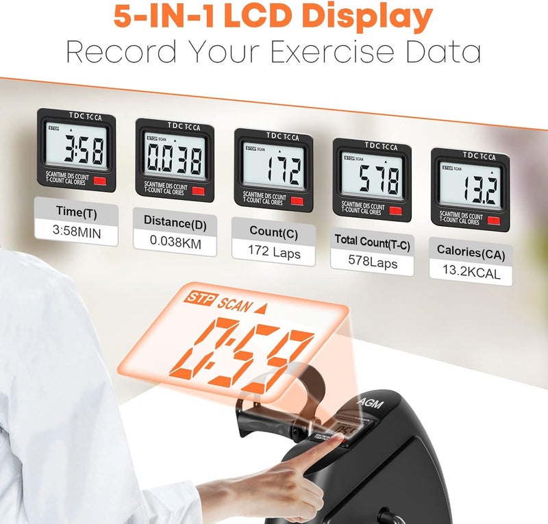 AGM Mini Exercise Bike, Under Desk Bike Pedal Exerciser Foot Cycle Arm & Leg Pedal Exerciser with LCD Screen Displays - Image 3