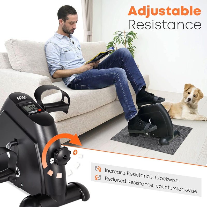 AGM Mini Exercise Bike, Under Desk Bike Pedal Exerciser Foot Cycle Arm & Leg Pedal Exerciser with LCD Screen Displays - Image 2