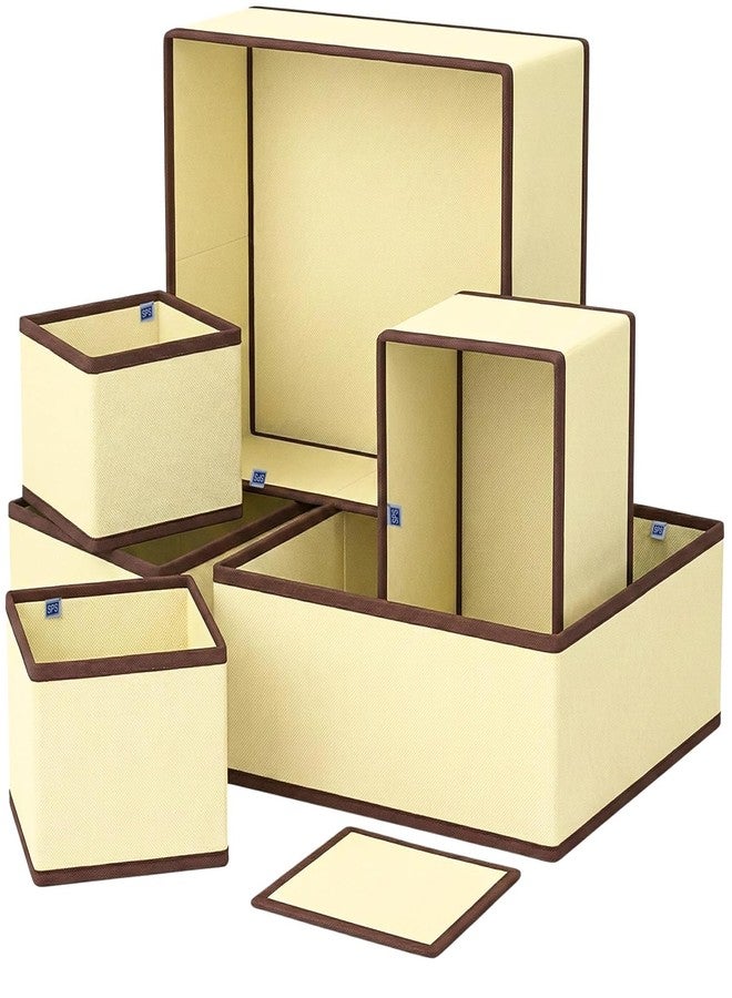 GALV Drawer Organizers for Clothing, Dresser Drawer Organizer Clothes, Fabric Foldable Closet Organizers and Storage Basket Bins for Clothes, Underwear, Bras, Socks (Pack of 6)(Multi) - Image 1