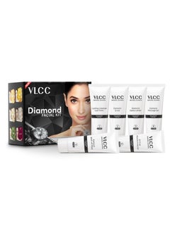 VLCC VLCC Party Diamond Facial Kit - Single Use | Salon Like Facial at Home in Just 6-Steps | Includes Cleanser, Scrub, Cream, Face Pack & Moisturizing Gels | 2.12 Oz/60g  - Image 3