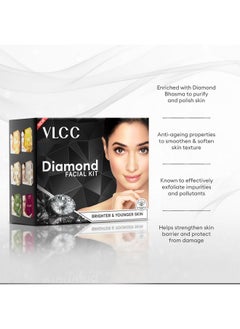 VLCC VLCC Party Diamond Facial Kit - Single Use | Salon Like Facial at Home in Just 6-Steps | Includes Cleanser, Scrub, Cream, Face Pack & Moisturizing Gels | 2.12 Oz/60g  - Image 5