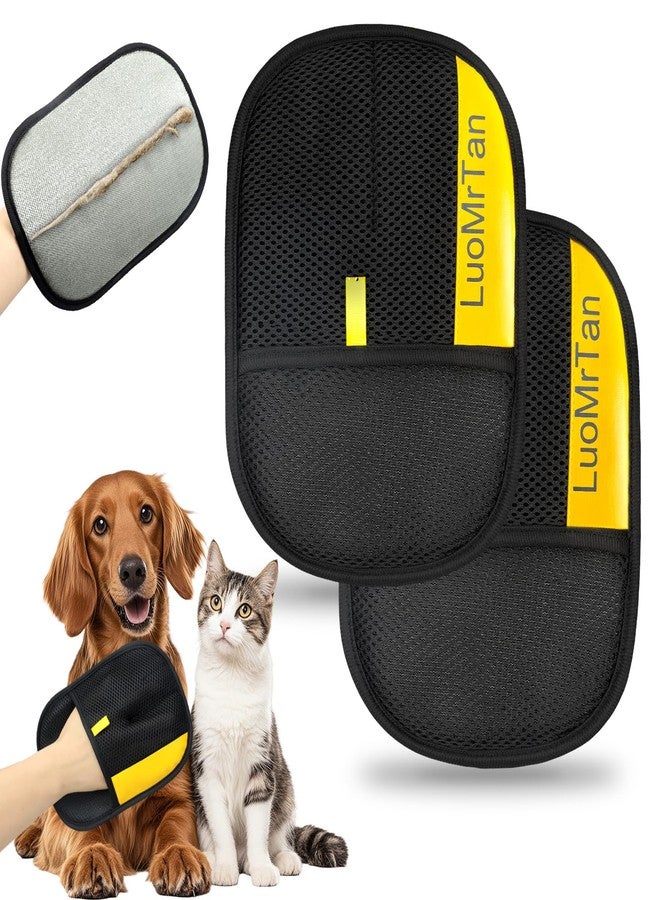 LUOMRTAN 2 Pack Pet Hair Removal Gloves, Reusable Electrostatic Pet Hair Remover, Newly Upgraded Efficient Lint Remover Tool for Dog & Cat Hairfor Couch, Furniture, Car Seat, Carpet, Clothing - Image 1