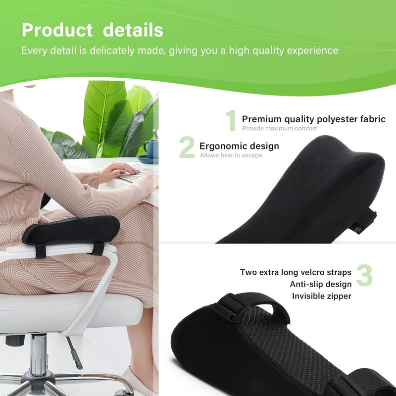 LargeLeaf Store Chair Ergonomic Armrest Pads Elbow Pillow Pressure Relief Office Chair Gaming Chair armrest with Memory Foam armrest Pads 2-Piece Set of Chair (Memory Foam) - Image 3