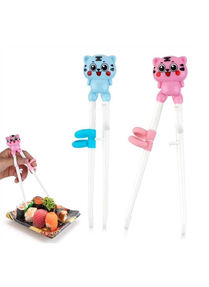 SYOSI - Training Chopsticks for Beginners, 2 Pairs Cartoon Reusable Chopsticks Set with Chopstick Helper for Toddler Adults - Image 1