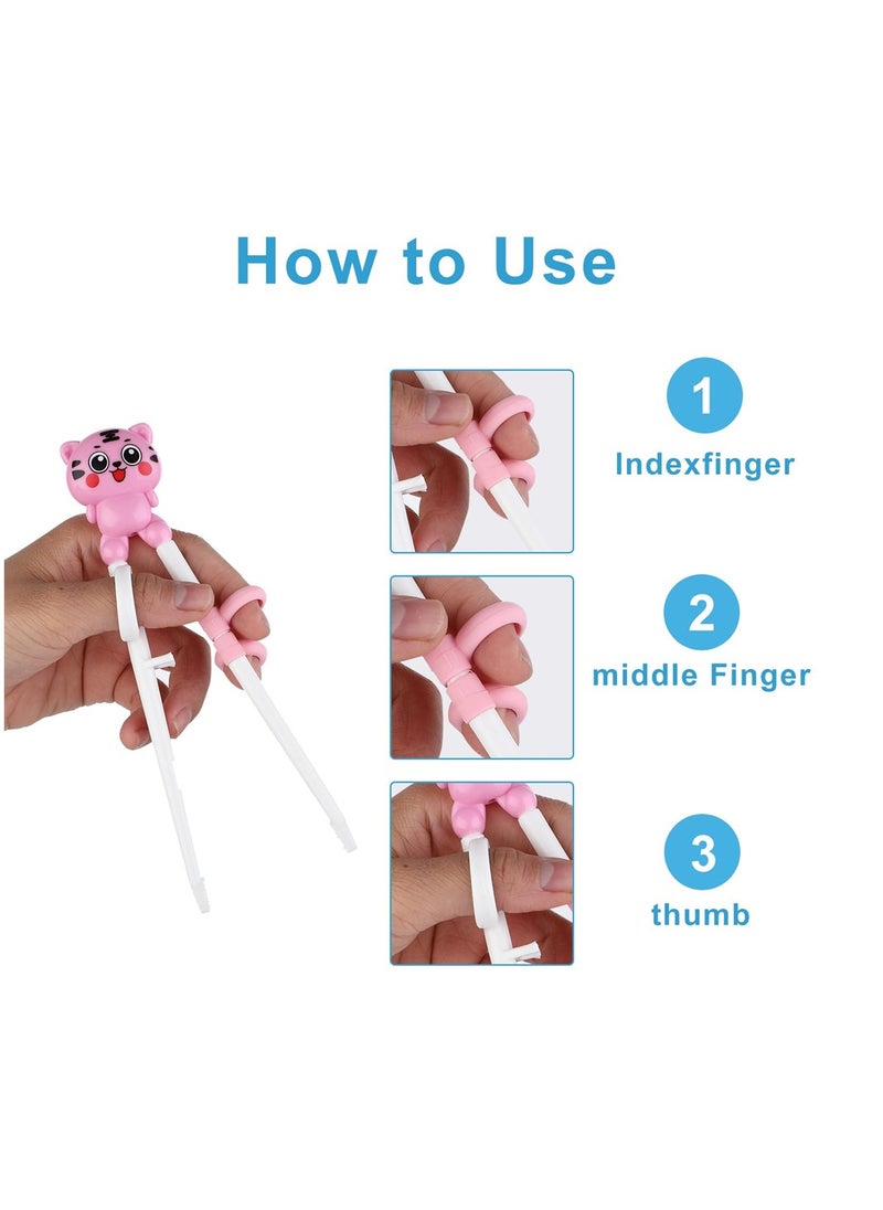 SYOSI - Training Chopsticks for Beginners, 2 Pairs Cartoon Reusable Chopsticks Set with Chopstick Helper for Toddler Adults - Image 1
