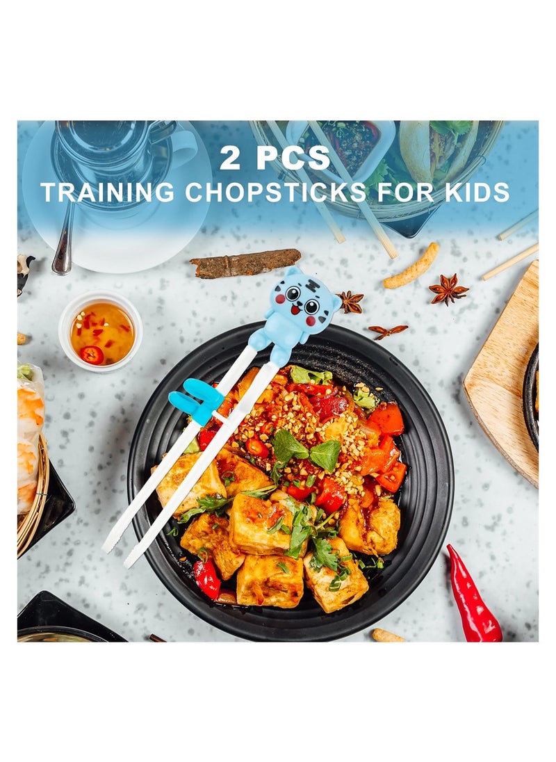 SYOSI - Training Chopsticks for Beginners, 2 Pairs Cartoon Reusable Chopsticks Set with Chopstick Helper for Toddler Adults - Image 1