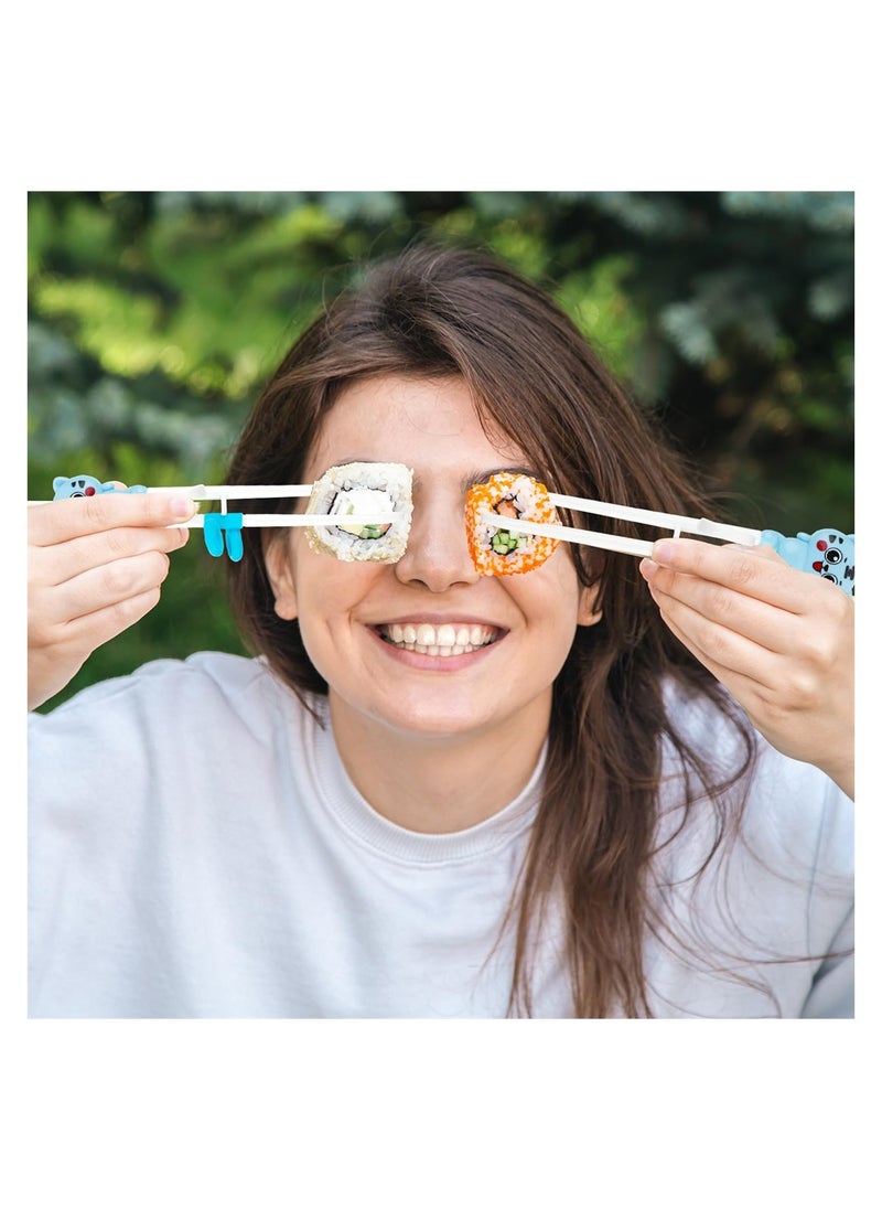 SYOSI - Training Chopsticks for Beginners, 2 Pairs Cartoon Reusable Chopsticks Set with Chopstick Helper for Toddler Adults - Image 1