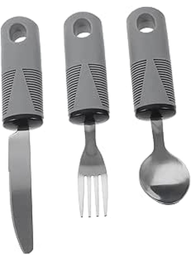Adaptive Utensils Set For Elderly And Disabled Comfort Grip Spoon Fork Knife Silverware - Image 1