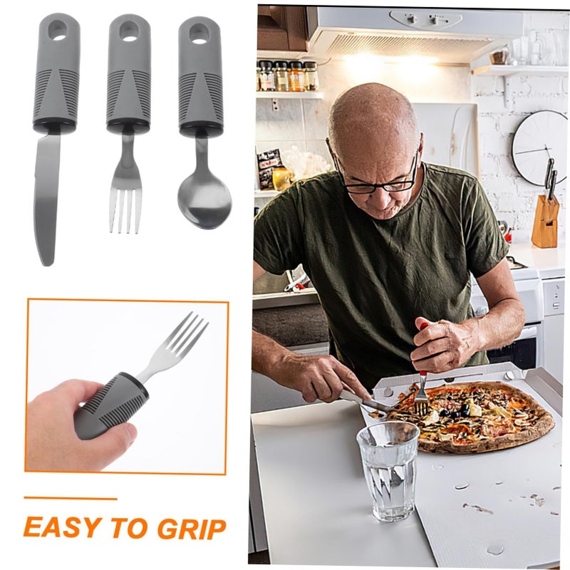Adaptive Utensils Set For Elderly And Disabled Comfort Grip Spoon Fork Knife Silverware - Image 5