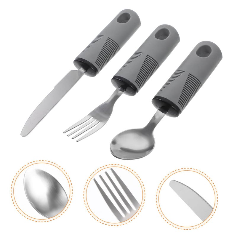 Adaptive Utensils Set For Elderly And Disabled Comfort Grip Spoon Fork Knife Silverware - Image 4