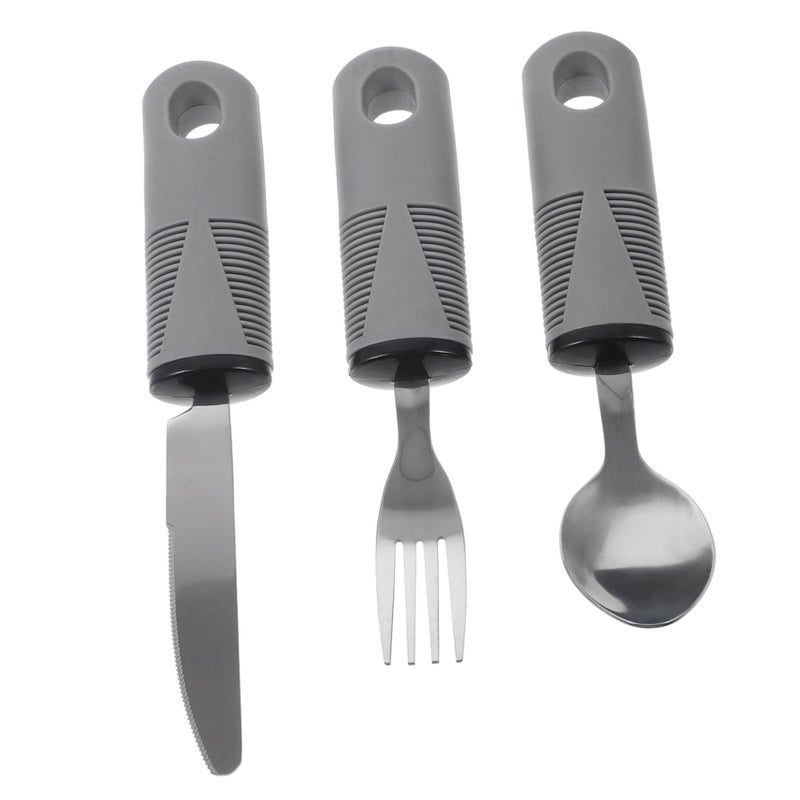 Adaptive Utensils Set For Elderly And Disabled Comfort Grip Spoon Fork Knife Silverware - Image 2