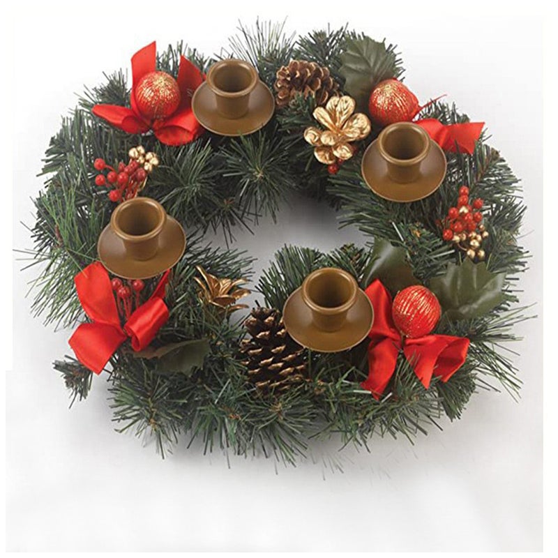 Christmas Advent Wreath 12-inch Advent Candle Holder Ring Artificial Christmas Wreath with Ribbon Pinecone for Advent Centerpiece Holiday Christmas Home Decoration NO Candles - Image 1