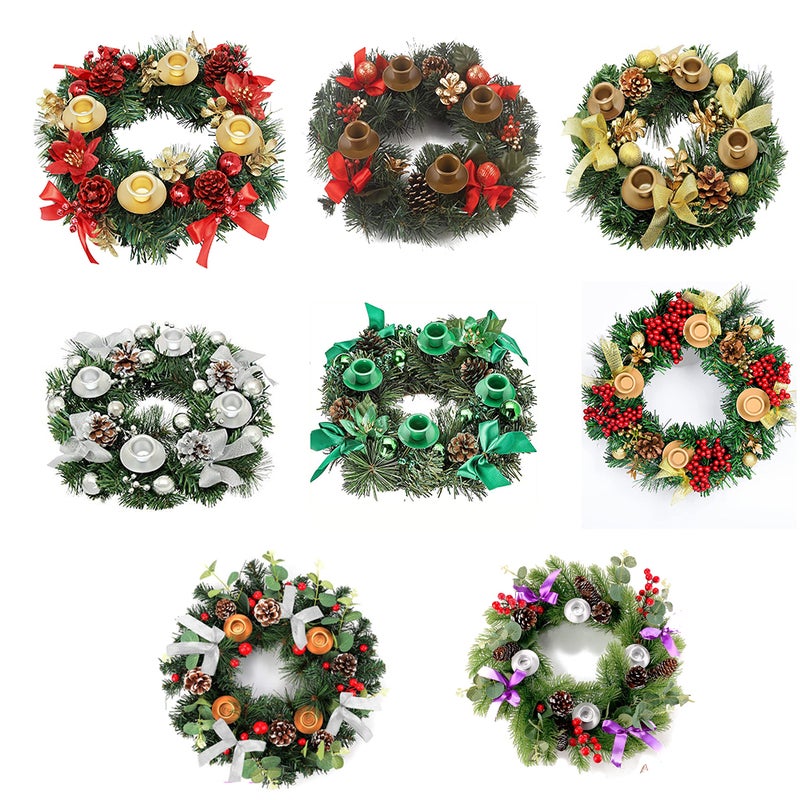 Christmas Advent Wreath 12-inch Advent Candle Holder Ring Artificial Christmas Wreath with Ribbon Pinecone for Advent Centerpiece Holiday Christmas Home Decoration NO Candles - Image 2