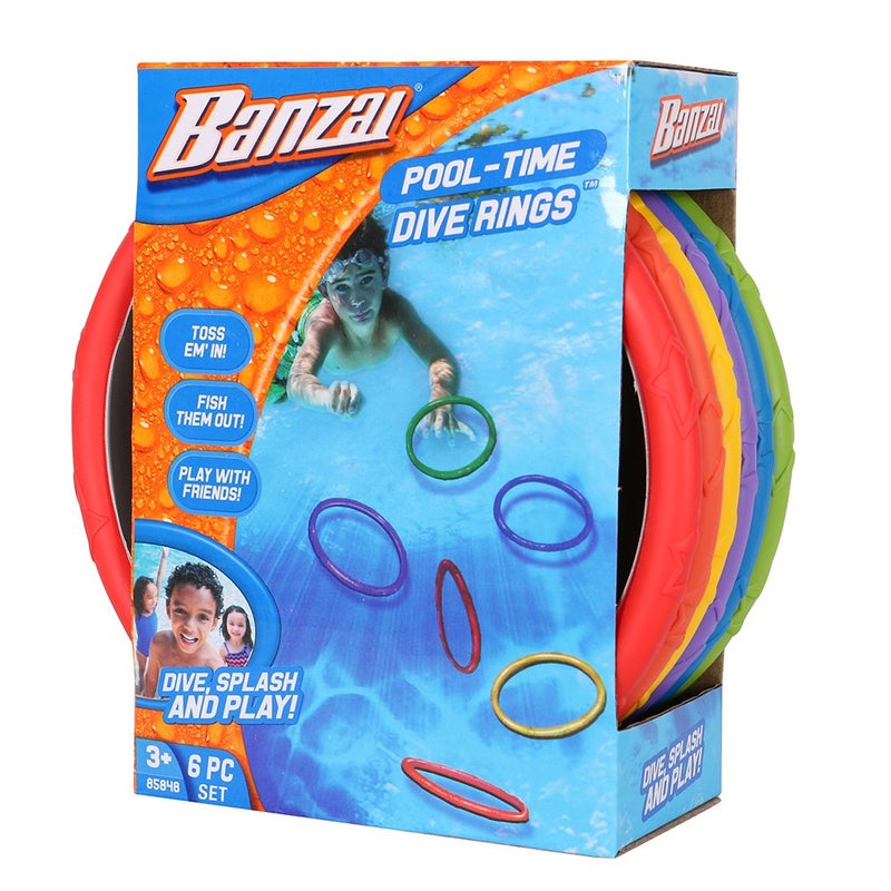 Banzai Spring & Summer Toys Pool Time Dive Rings 6-Pack - Image 2
