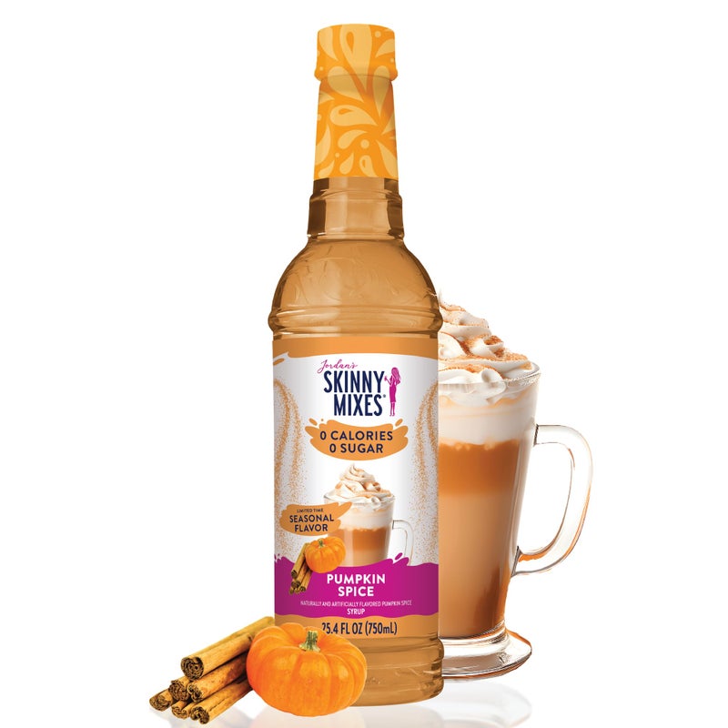 Jordan's Skinny Mixes Jordan's Skinny Syrups Sugar Free Coffee Syrup, Pumpkin Spice Flavor Drink Mix, Zero Calorie Flavoring for Chai Latte, Protein Shake, Food & More, Gluten Free, Keto Friendly, 25.4 Fl Oz, 1 Pack - Image 1