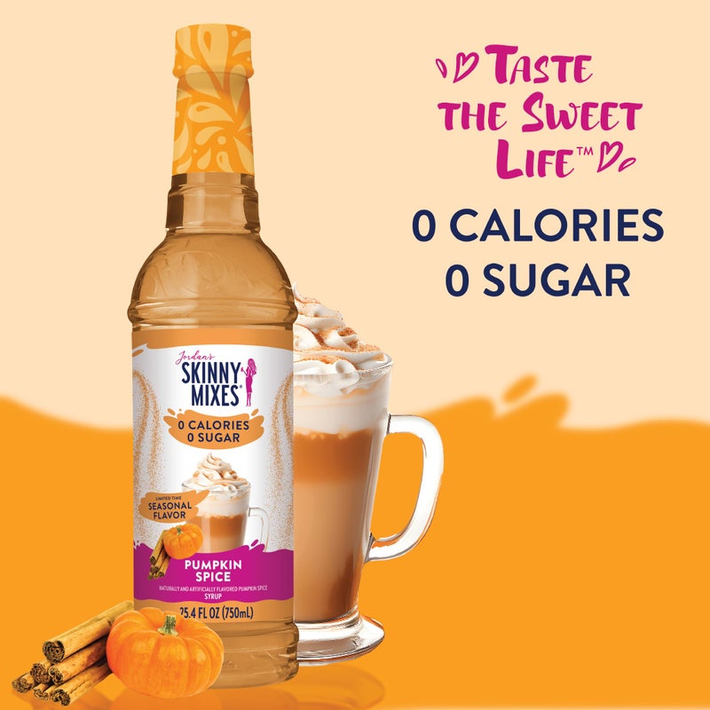 Jordan's Skinny Mixes Jordan's Skinny Syrups Sugar Free Coffee Syrup, Pumpkin Spice Flavor Drink Mix, Zero Calorie Flavoring for Chai Latte, Protein Shake, Food & More, Gluten Free, Keto Friendly, 25.4 Fl Oz, 1 Pack - Image 3
