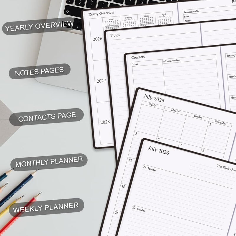 Getvow Planner 2026-2027 - 18 Months (Jan 2026 - Jun 2027) Agenda Planner 5.8" x 8.5", 2026-2027 Weekly & Monthly Planners with Hard Cover, Black - Image 4