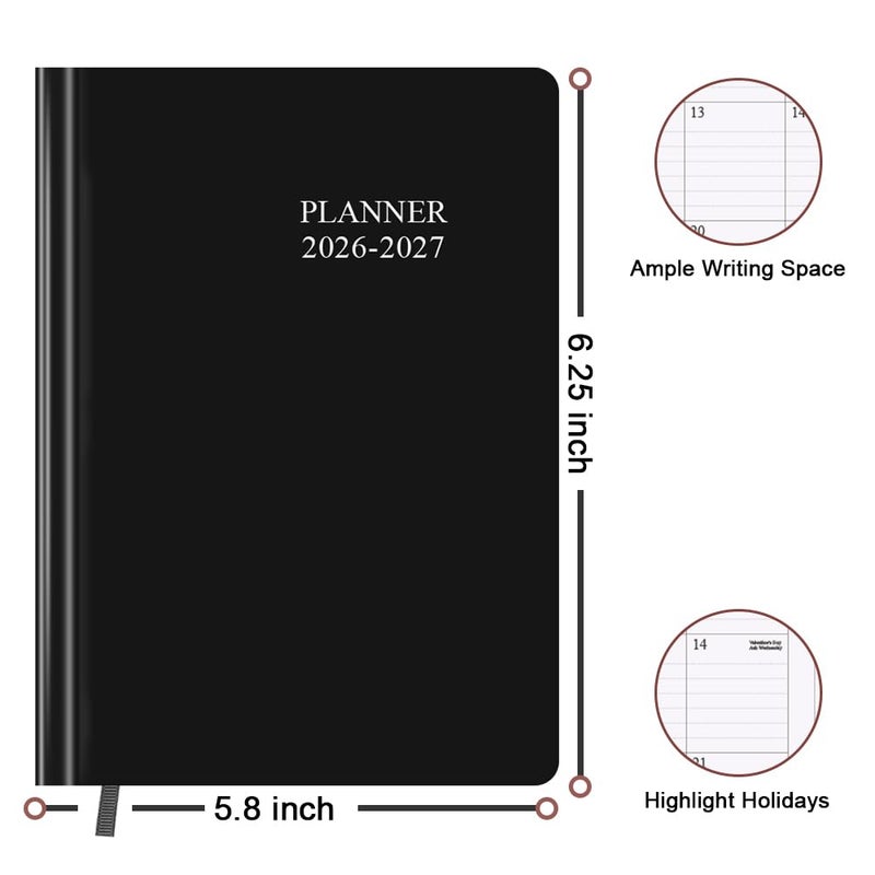 Getvow Planner 2026-2027 - 18 Months (Jan 2026 - Jun 2027) Agenda Planner 5.8" x 8.5", 2026-2027 Weekly & Monthly Planners with Hard Cover, Black - Image 5