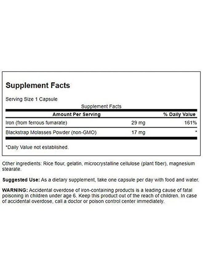 SWANSON مولاس بلاكستراپ من سوانسون - مكمل طبيعي للحديد يعزز صحة البشرة - صيغة رفاهية متميزة - (120 كبسولة، 29 ملغ لكل منها) (عبوتان) - Image 2