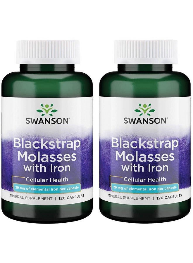 SWANSON مولاس بلاكستراپ من سوانسون - مكمل طبيعي للحديد يعزز صحة البشرة - صيغة رفاهية متميزة - (120 كبسولة، 29 ملغ لكل منها) (عبوتان) - Image 1