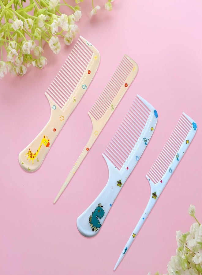 Styquenzer Cute Hair Comb Set, 4 Pcs Toddler Hair Brush Plastic Fine Tooth Rat Tail Combs Detangling Comb for Women Girls All Hairs Types Long Short Wet Dry Curly Straight (Yellow, Blue) - Image 4