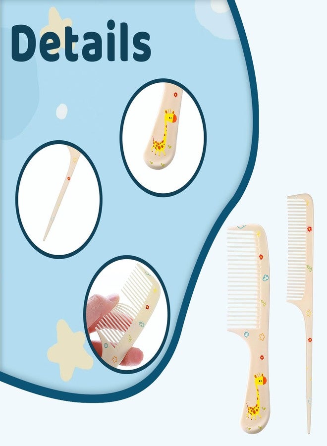 Styquenzer Cute Hair Comb Set, 4 Pcs Toddler Hair Brush Plastic Fine Tooth Rat Tail Combs Detangling Comb for Women Girls All Hairs Types Long Short Wet Dry Curly Straight (Yellow, Blue) - Image 3