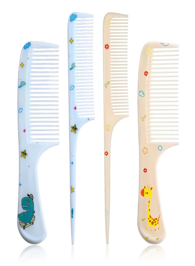 Styquenzer Cute Hair Comb Set, 4 Pcs Toddler Hair Brush Plastic Fine Tooth Rat Tail Combs Detangling Comb for Women Girls All Hairs Types Long Short Wet Dry Curly Straight (Yellow, Blue) - Image 1