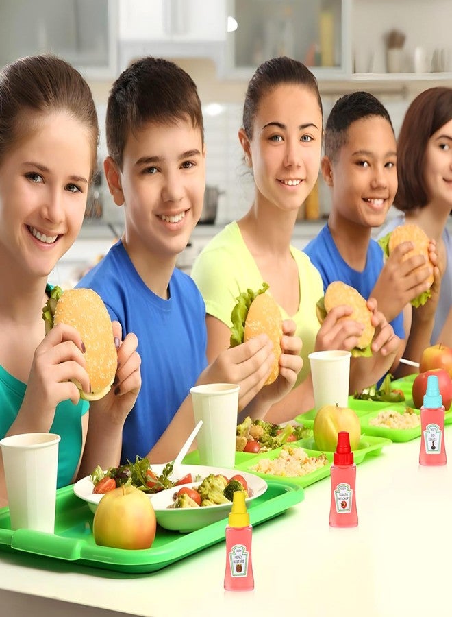 YUXIANLB مجموعة YUXIANLB من 4 زجاجات كاتشب صغيرة، سعة 25 مل، زجاجات ضغط صغيرة للتوابل مع غطاء لولبي متين، موزعات محمولة لصلصة العسل وتتبيلة السلطة، مناسبة للأطفال والكبار، ملحقات لعلب الغداء - Image 5
