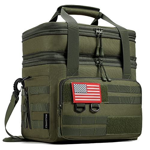 RalChyez Tactical Lunch Bag, 20L Large Heavy Duty Double Deck Insulated Lunch Box Leakproof Expandable Tote Cooler with Shoulder Strap for Adult Men Women Work Fishing Picnic Travel Green - Image 1