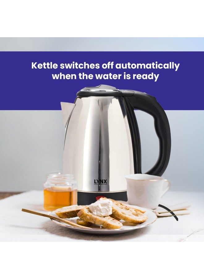 Lynx Electric Kettle 1.8L Stainless Steel Fast Boil Hot Water Kettle, 1500W Power with Auto Shut-Off, Boil-Dry Protection, Removable Filter & Ergonomic Handle for Tea & Coffee – KT-102 - Image 3