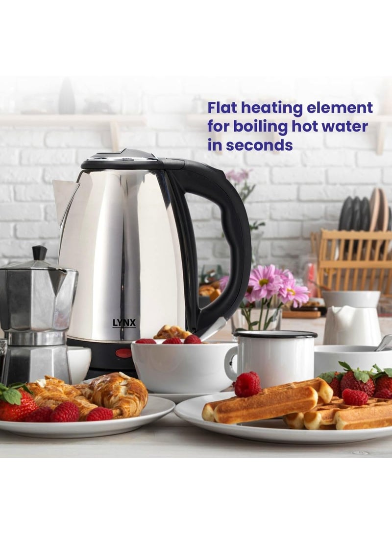 Lynx Electric Kettle 1.8L Stainless Steel Fast Boil Hot Water Kettle, 1500W Power with Auto Shut-Off, Boil-Dry Protection, Removable Filter & Ergonomic Handle for Tea & Coffee – KT-102 - Image 5