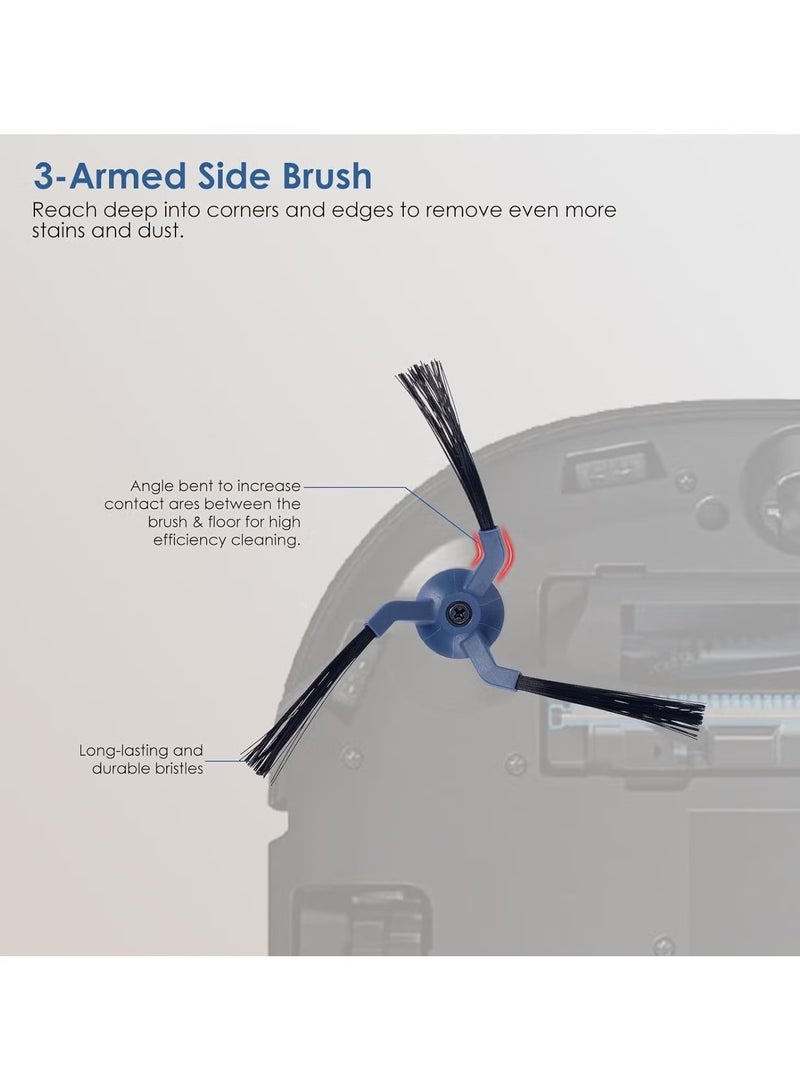 إيليلي 17 قطعة قطع غيار متوافقة مع قطع غيار مكنسة روبوت eufy X10 Pro Omni، 4 أكياس غبار، 4 قطع قماش ممسحة قابلة للغسل، 4 فرش جانبية، 4 فلاتر HEPA، فرشاة رئيسية واحدة، ملحقات X10 Pro Omni - Image 3