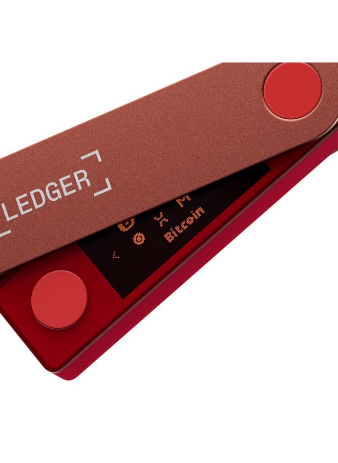 Ledger - Nano X Hardware Wallet | Safest Crypto & NFT Cold Storage, Big Screen + Wireless Bluetooth & Type-C Connectivity, 5000+ Coins Supported, for iOS & Android, MacOS & Windows - Ruby Red - Image 1