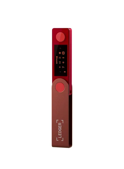 Ledger Nano X Hardware Wallet | Safest Crypto & NFT Cold Storage, Big Screen + Wireless Bluetooth & Type-C Connectivity, 5000+ Coins Supported, for iOS & Android, MacOS & Windows - Ruby Red