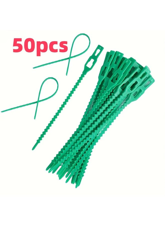 50 عبوة أربطة نباتات حديقة خضراء قابلة لإعادة الاستخدام أسلاك ناعمة للنباتات مقاس 5.12 بوصة - Image 1