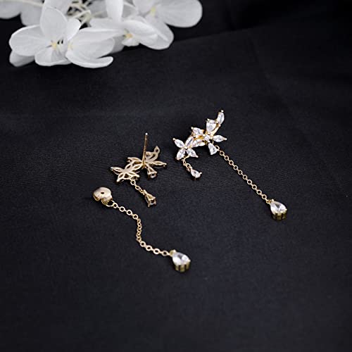 SLUYNZ 925 Sterling Silver Leaf Wrap Earrings Cuff for Women Dangle Wedding Earrings Crawler (C-Gold Plated) - Image 5