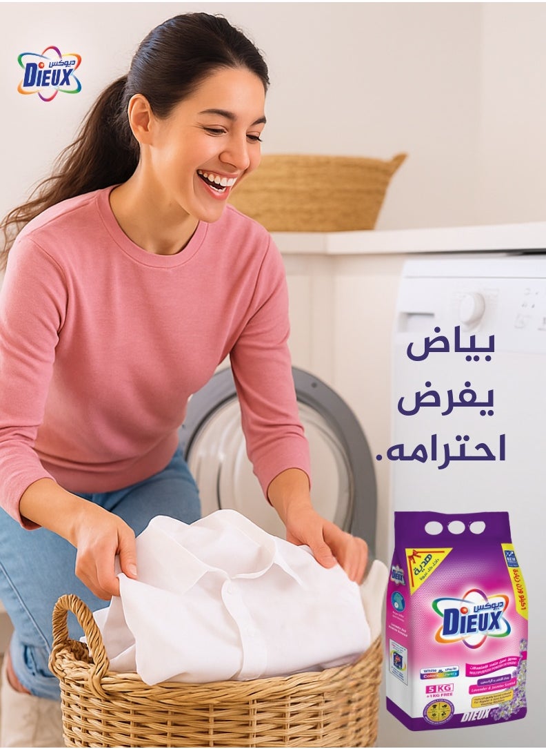 Dieux Dieux Multi-Purpose Laundry Detergent for Regular and Semi-Automatic Washing Machines, Lavender and Jasmine Scent, 5 kg + 1 kg Free, with a Special Gift Inside Each Pack  - Image 4