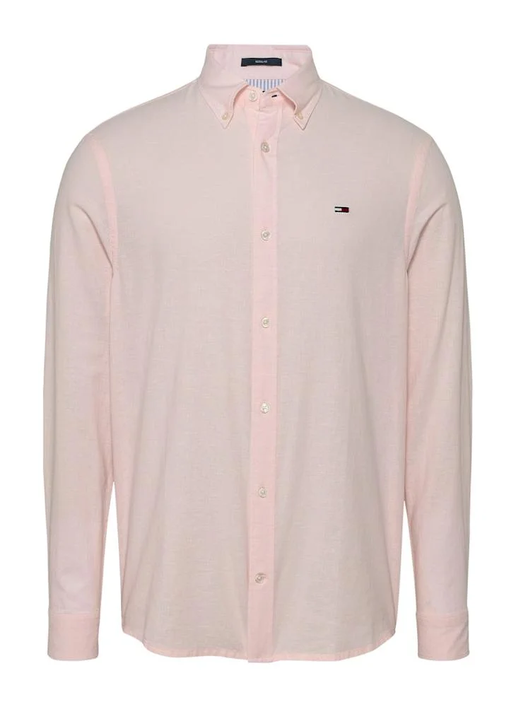 TOMMY JEANS Regular Fit Linen Blend Long Sleeve Shirt