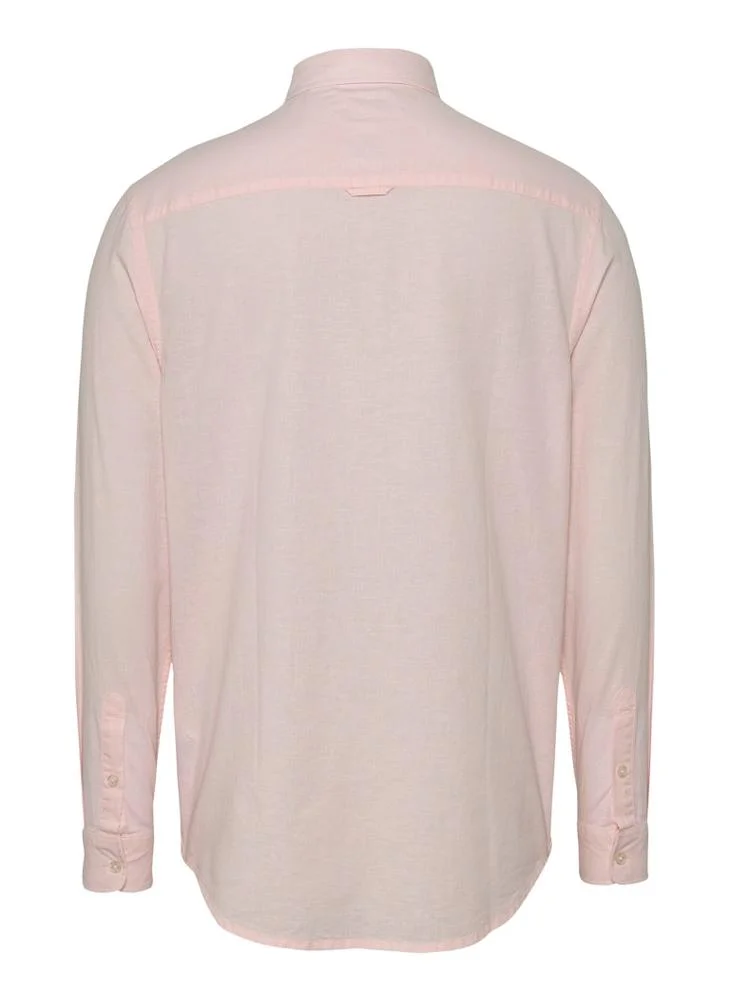 TOMMY JEANS Regular Fit Linen Blend Long Sleeve Shirt