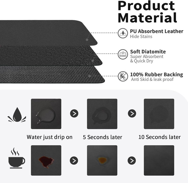 HotLive حصيرة HotLive Coffee Mat - مصنوعة للاستخدام على طاولات المطبخ أو البارات، تتناسب تحت أجهزة تحضير القهوة أو آلات الإسبريسو، مصنوعة من مادة ماصة لإخفاء البقع، مع ظهر مطاطي، مقاس 40.6 ×. - Image 2