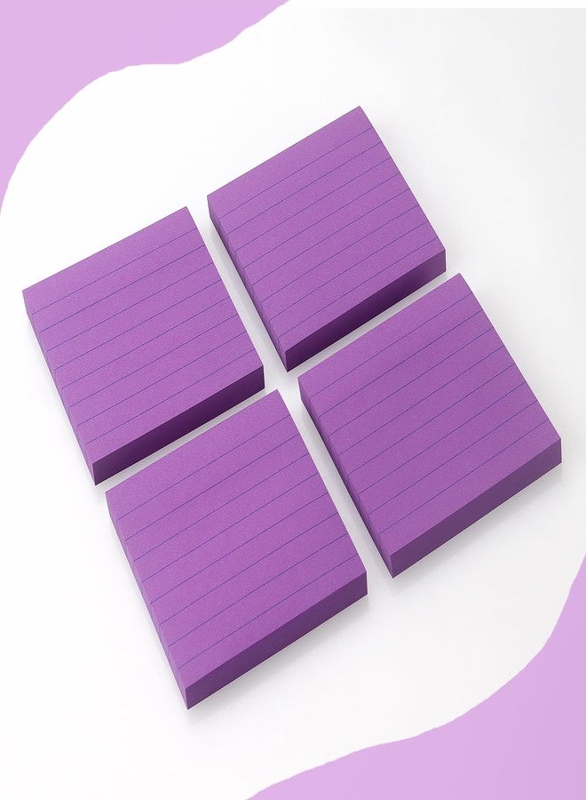 Eastern Wolf Lined Sticky Notes 3x3 Sticky Notes with Lines Self-Stick Notes Bright Color 4 Pads 90 Sheets/Pad (Purple) - Image 3