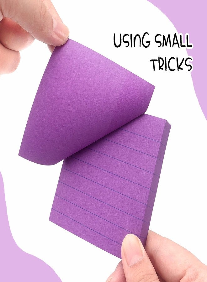 Eastern Wolf Lined Sticky Notes 3x3 Sticky Notes with Lines Self-Stick Notes Bright Color 4 Pads 90 Sheets/Pad (Purple) - Image 4