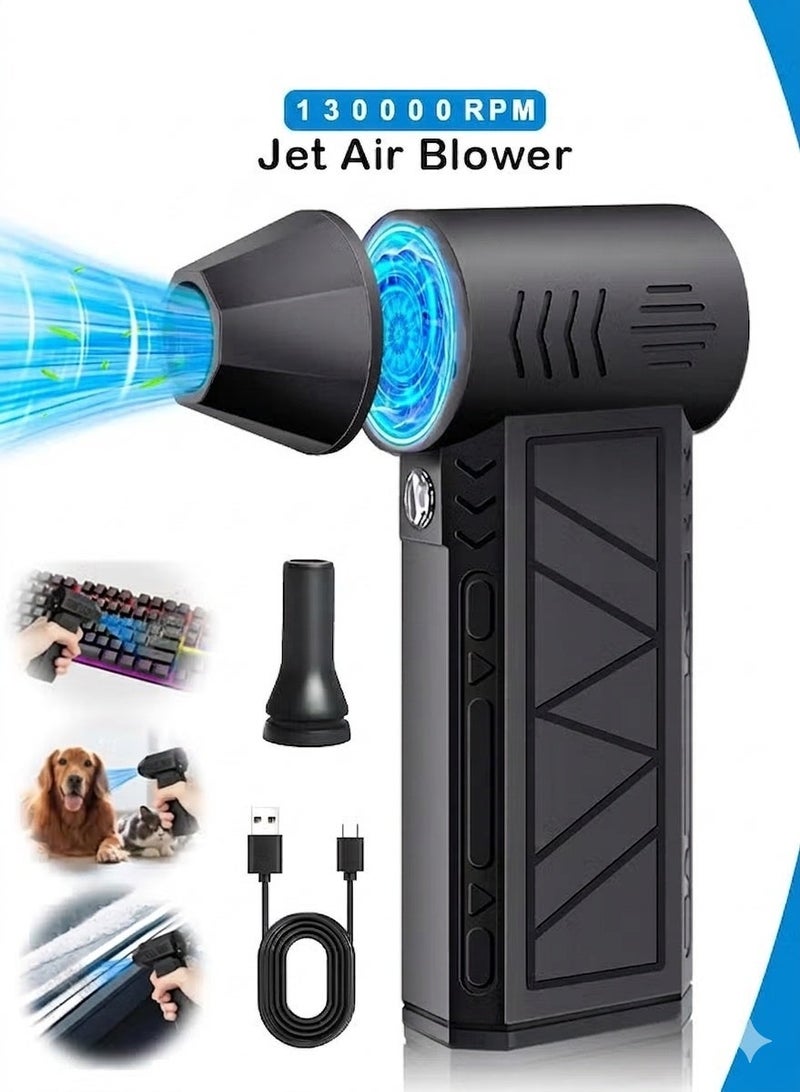 ZEESQUARE Professional Electric Air Duster 130000 RPM Cordless Jet Blower – 3 Speed Adjustable Mini Turbo Fan, Type-C Rechargeable Car & Computer Cleaner for Keyboard, PC, Camera & Lens - Image 1