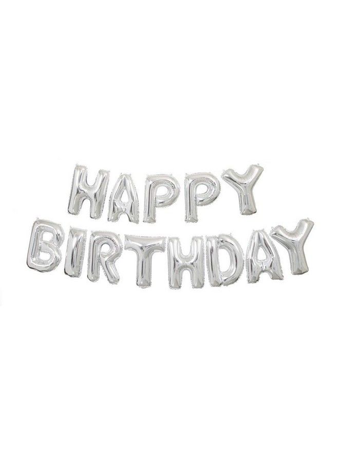 Unique Industries Foil Silver Happy Birthday Letter Balloon Banner Kit - Image 1