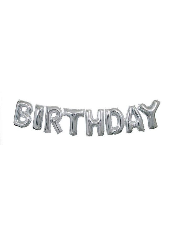 Unique Industries Foil Silver Happy Birthday Letter Balloon Banner Kit - Image 3