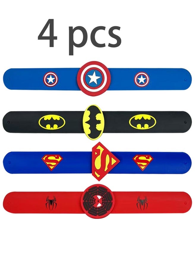 مجموعة من 4 قطع من أساور الأذن والنخيل الخاصة بأبطال السوبر - تتميز بشخصيات أيقونية سوبرمان وباتمان وكابتن أمريكا وسبايدرمان - هدية مثالية للحفلات للأطفال - Image 1