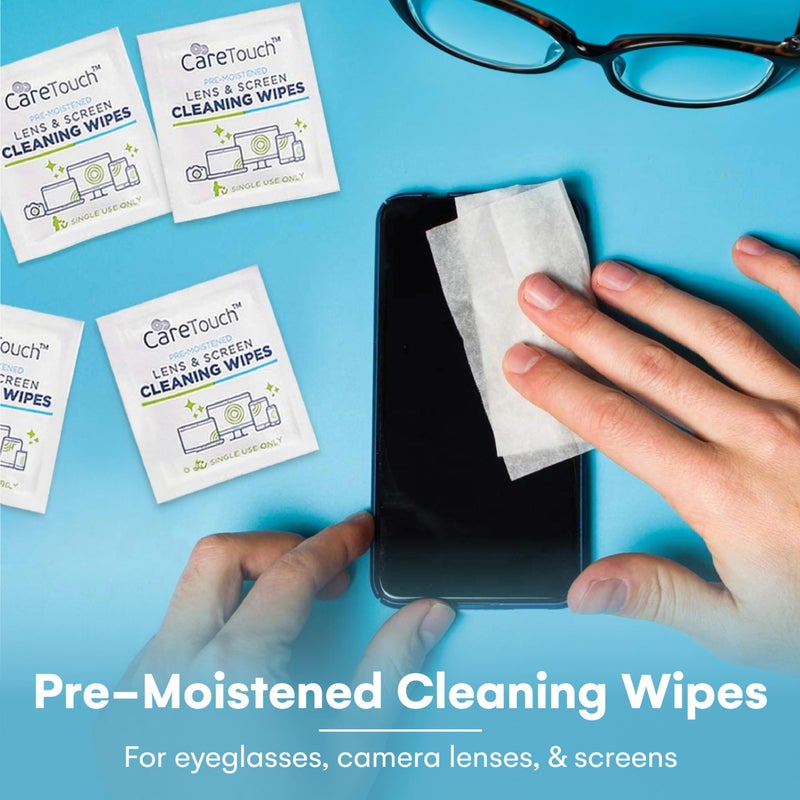 Care Touch Care Touch Lens Wipes for Eyeglasses - 210 Individually Wrapped Pre-Moistened Wipes, 5x6 Inches - Cleaner for Glasses, Sunglasses, and Screens - Gentle and Portable for On-the-Go Cleaning of Devices  - Image 2